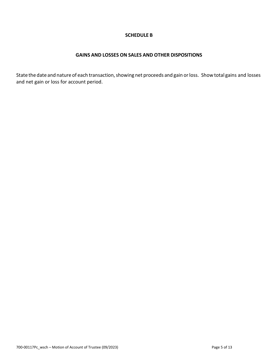 Form 700-00117PC Summary of Account of Trustee With Schedules - Vermont, Page 5