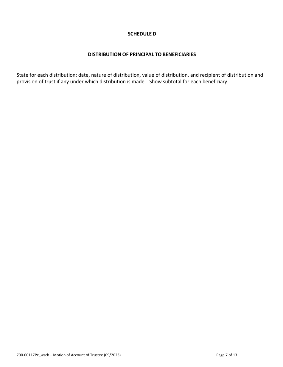 Form 700-00117PC Summary of Account of Trustee With Schedules - Vermont, Page 7