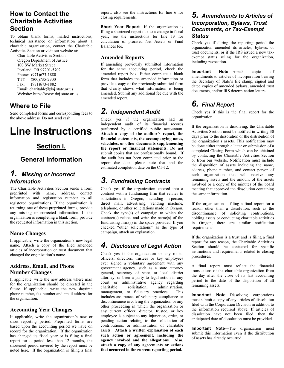 Form CT-12 Charitable Activities Form for Foreign Charities - Oregon, Page 4