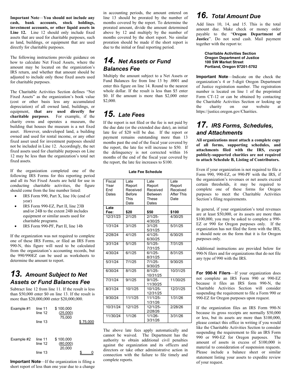 Form CT-12 Charitable Activities Form for Foreign Charities - Oregon, Page 6