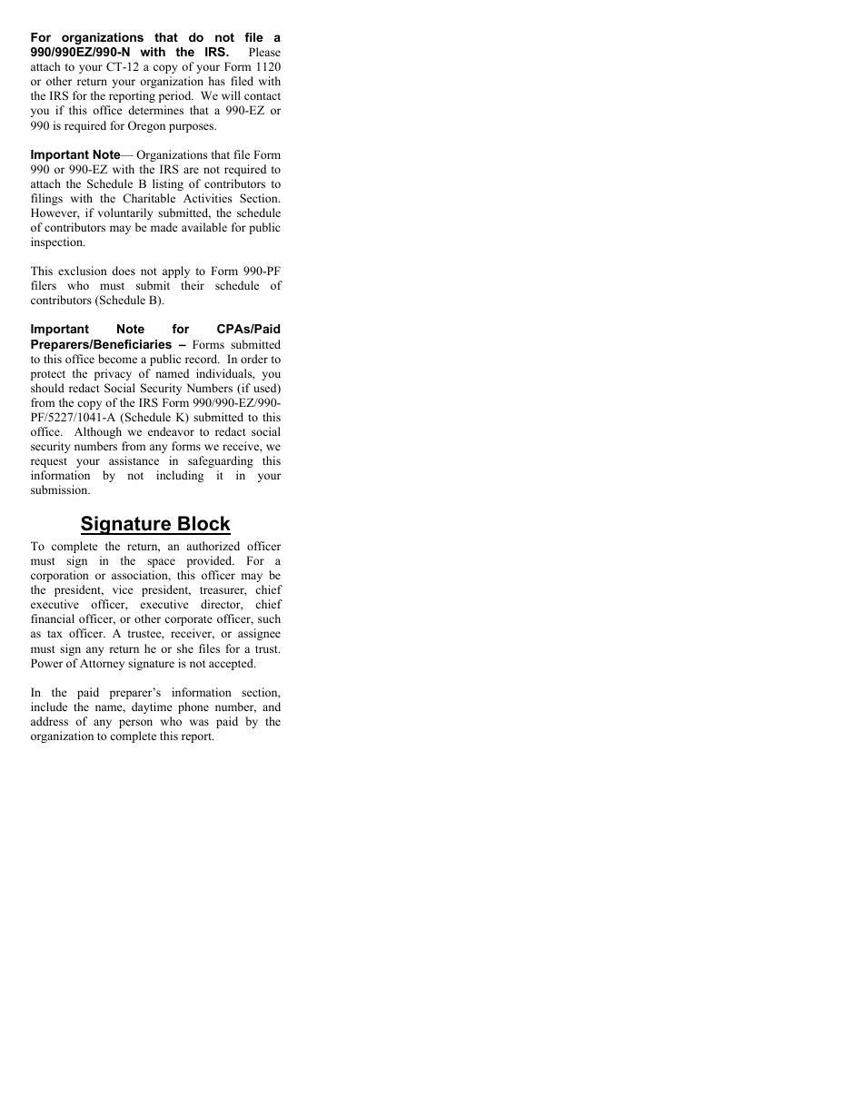 Form CT-12 Charitable Activities Form for Foreign Charities - Oregon, Page 7