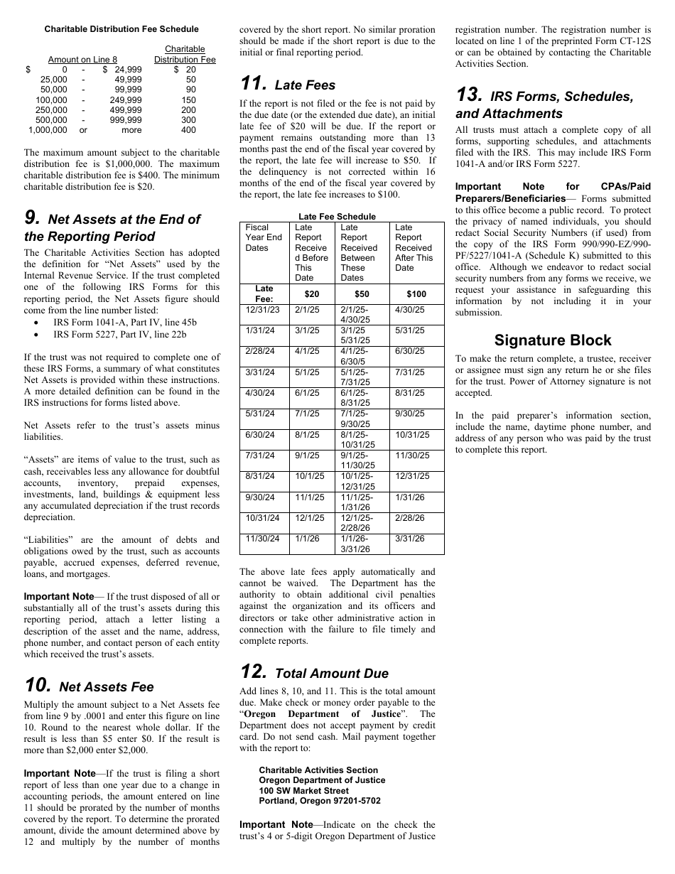 Form CT-12S Charitable Activities Form for Split-Interest Trusts - Oregon, Page 5