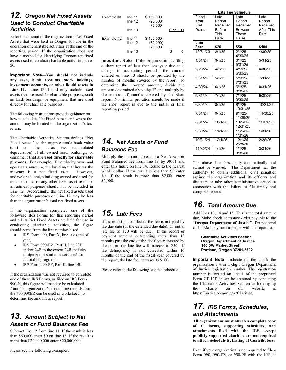 Form CT-12F Charitable Activities Form for Foreign Charities - Oregon, Page 6