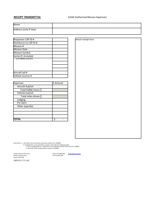 ORWG Form 173-102  Printable Pdf