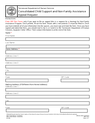 Form HS-3541 Consolidated Child Support and Non-family Assistance Appeal Request - Tennessee