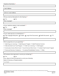 Form HS-3541 Consolidated Child Support and Non-family Assistance Appeal Request - Tennessee, Page 2