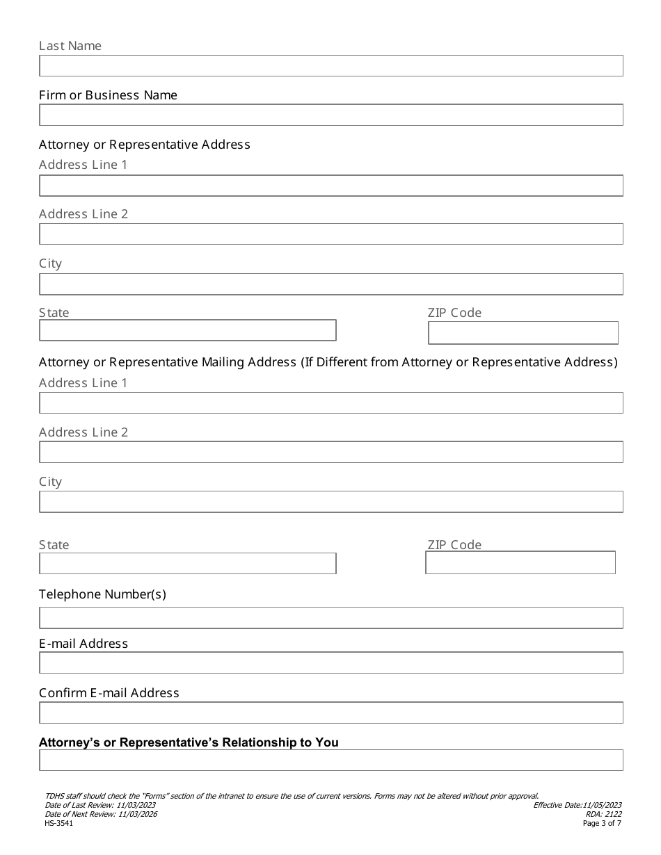 Form HS-3541 Consolidated Child Support and Non-family Assistance Appeal Request - Tennessee, Page 3