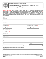 Form HS-3058 Consolidated Snap, Families First, and Child Care Assistance Appeal Request - Tennessee