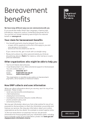 Form BB1 Bereavement Benefits Claim Form - United Kingdom