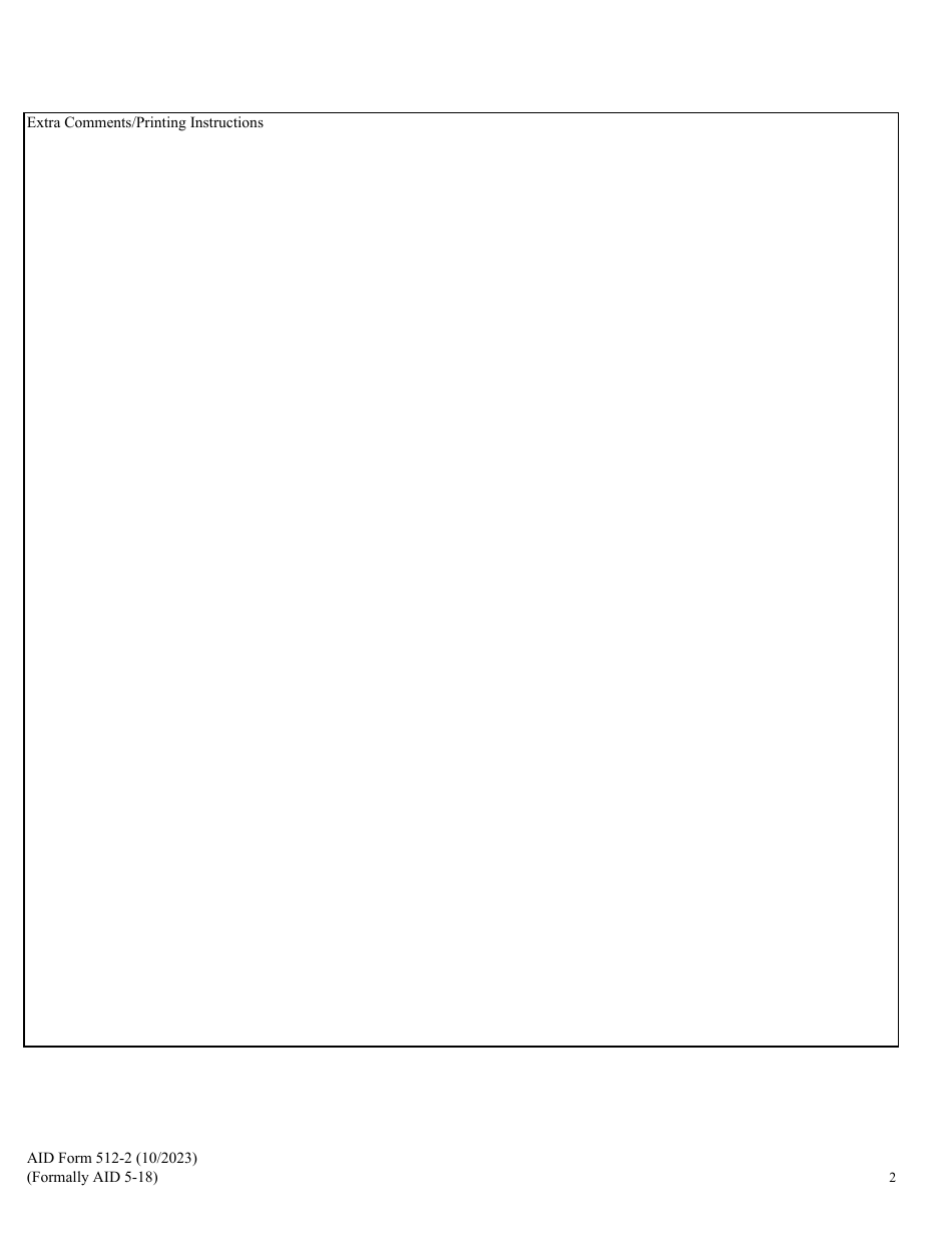 Form AID512-2 Printing / Distribution Request, Page 2