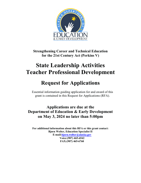 Form 05-24-032 Perkins V Professional Development Grant Request for Application - Alaska, 2025