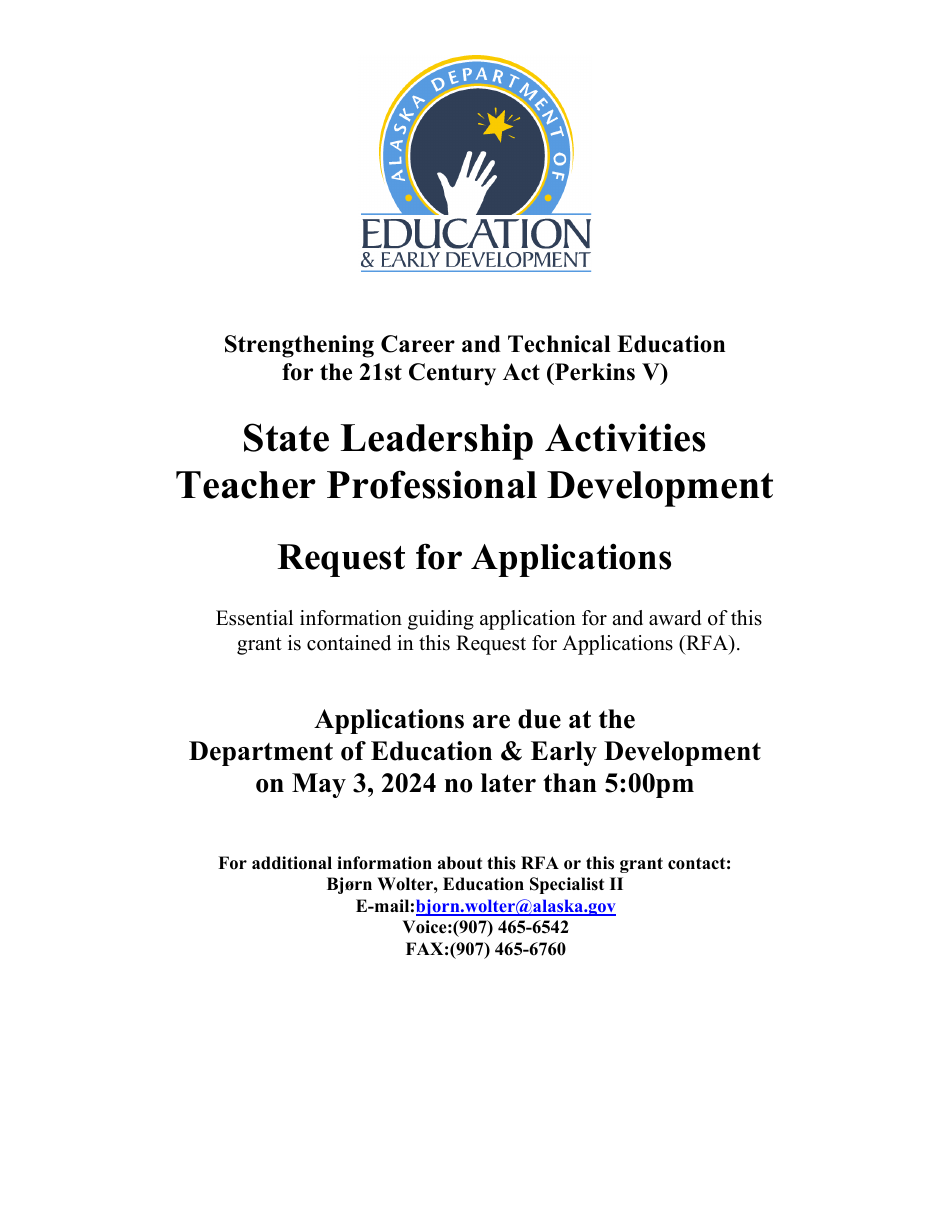 Form 05-24-032 Perkins V Professional Development Grant Request for Application - Alaska, Page 1