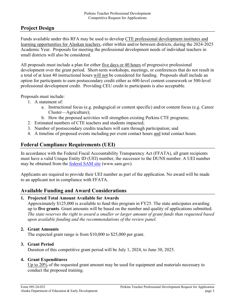Form 05-24-032 Perkins V Professional Development Grant Request for Application - Alaska, Page 4