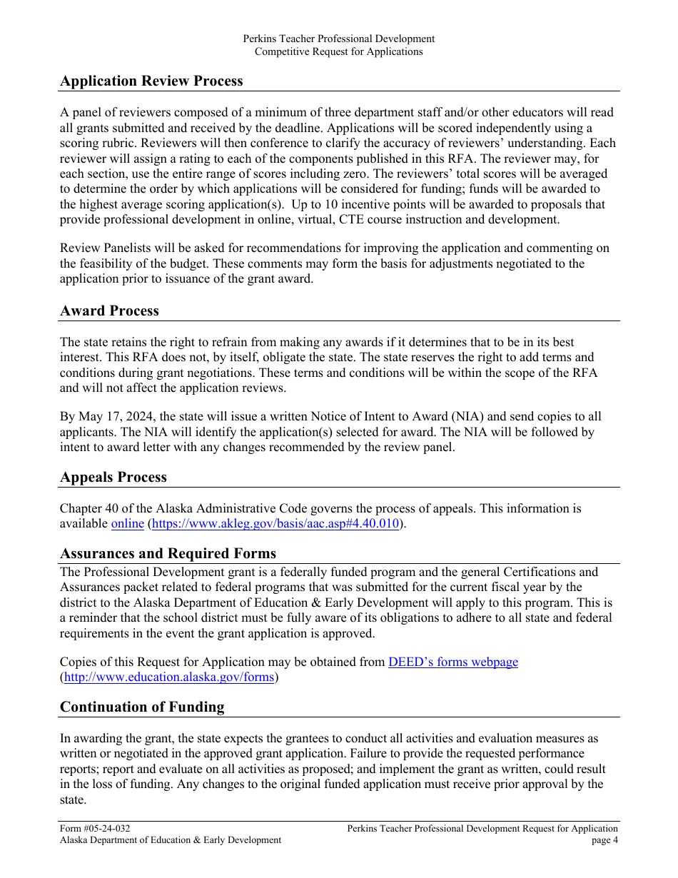Form 05-24-032 Perkins V Professional Development Grant Request for Application - Alaska, Page 5