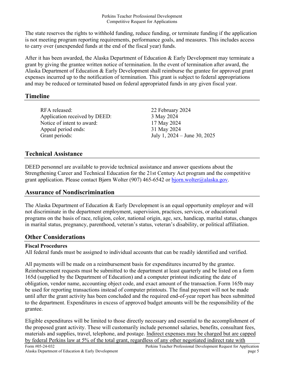 Form 05-24-032 Perkins V Professional Development Grant Request for Application - Alaska, Page 6