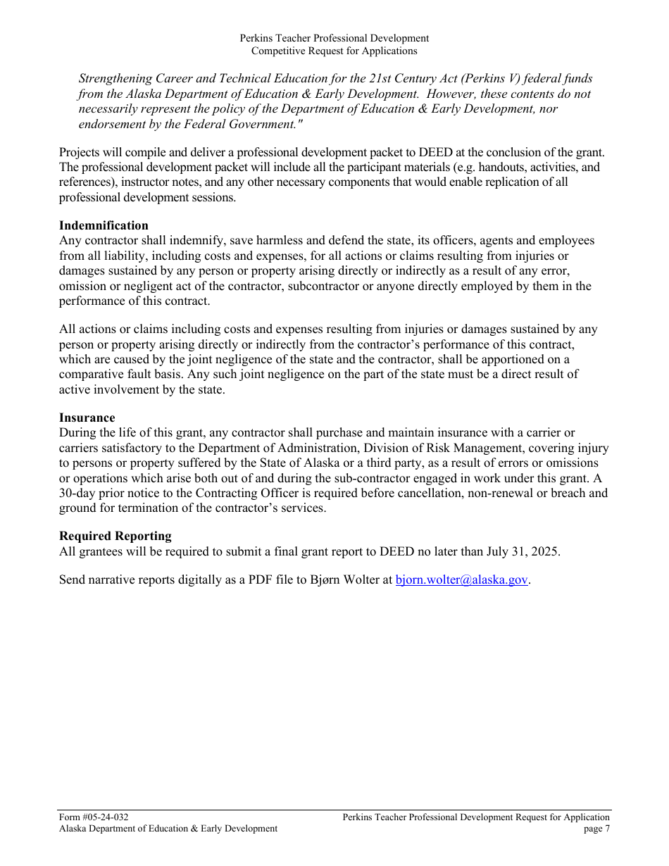 Form 05-24-032 Perkins V Professional Development Grant Request for Application - Alaska, Page 8