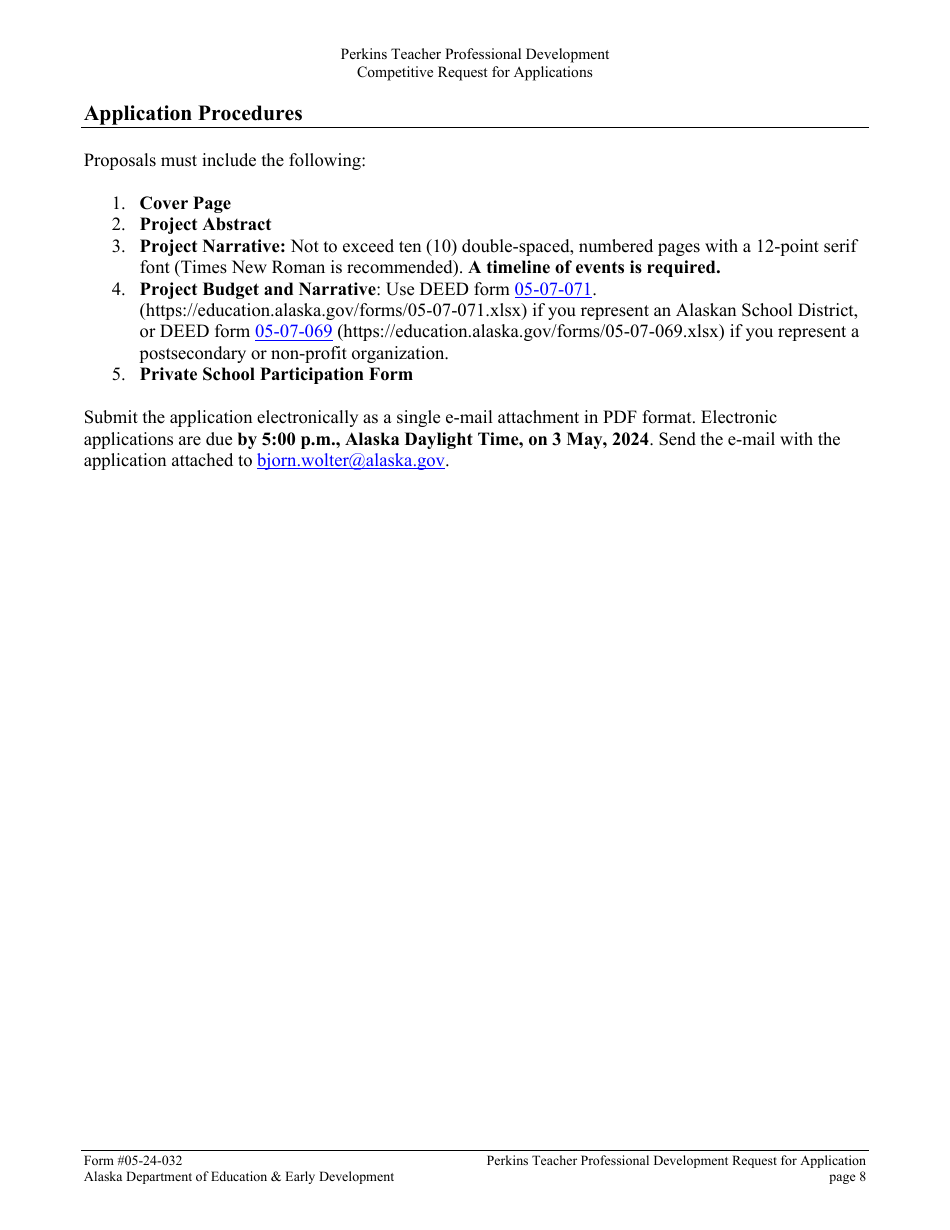 Form 05-24-032 Perkins V Professional Development Grant Request for Application - Alaska, Page 9