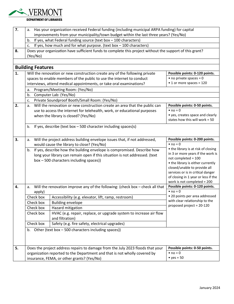 Worksheet  Rubric - U.S. Treasury Capital Projects Fund for Libraries Application - Vermont, Page 10
