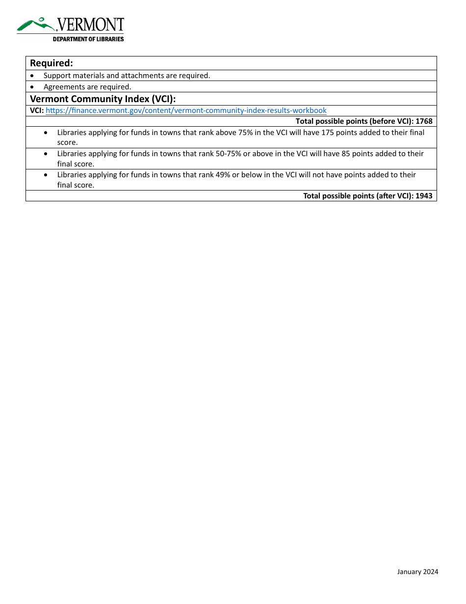 Worksheet  Rubric - U.S. Treasury Capital Projects Fund for Libraries Application - Vermont, Page 13