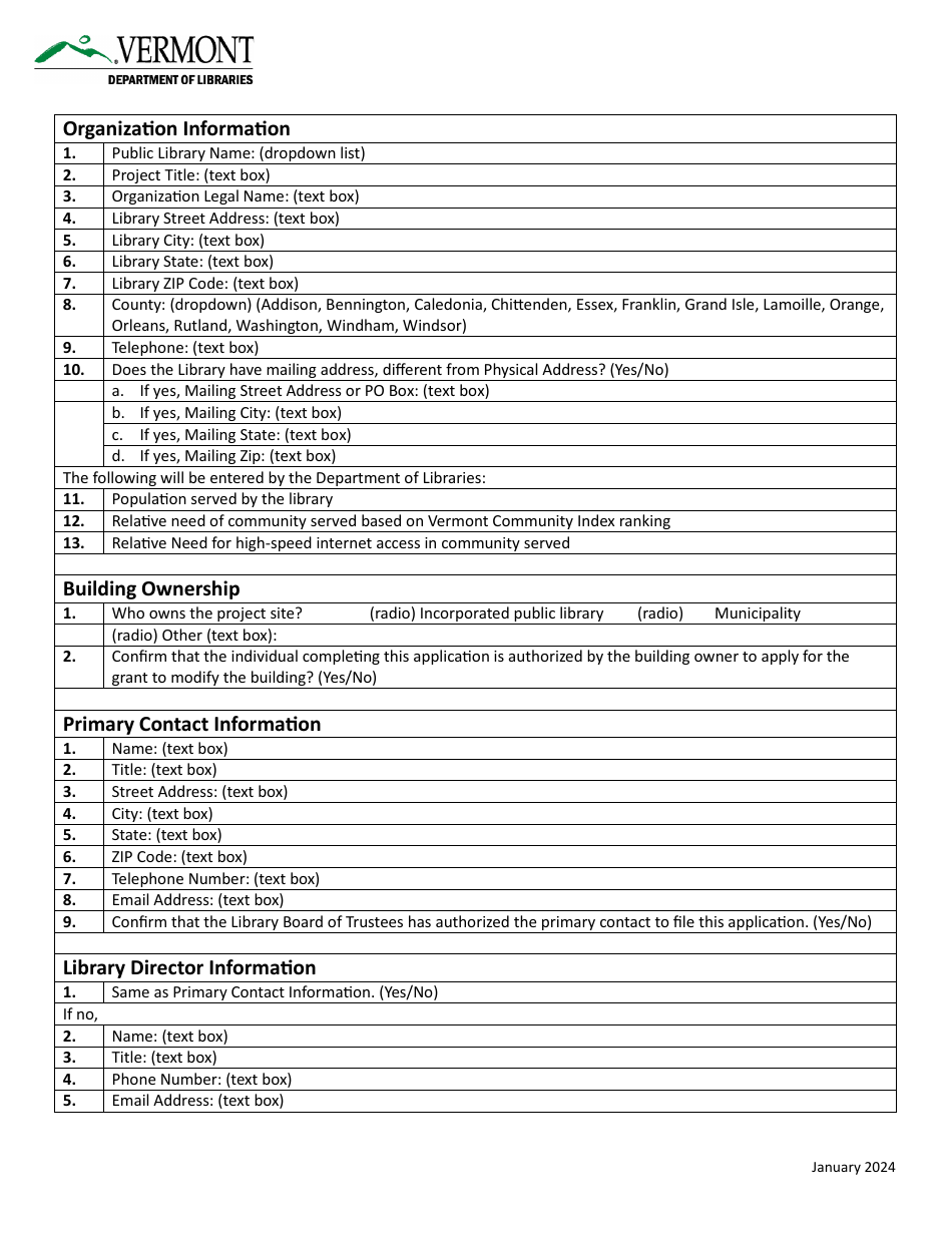 Worksheet  Rubric - U.S. Treasury Capital Projects Fund for Libraries Application - Vermont, Page 2