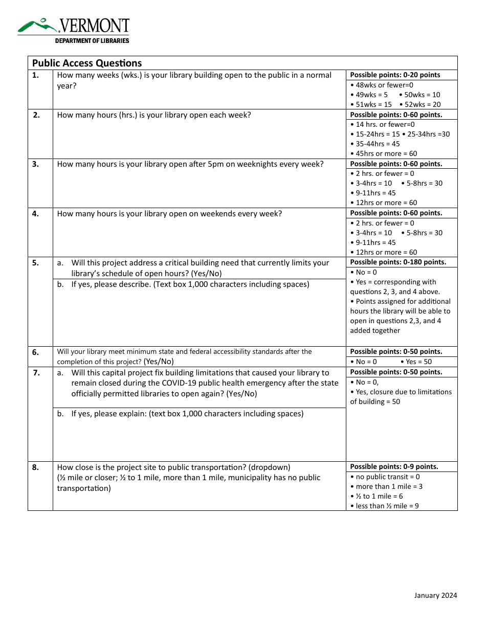 Worksheet  Rubric - U.S. Treasury Capital Projects Fund for Libraries Application - Vermont, Page 4