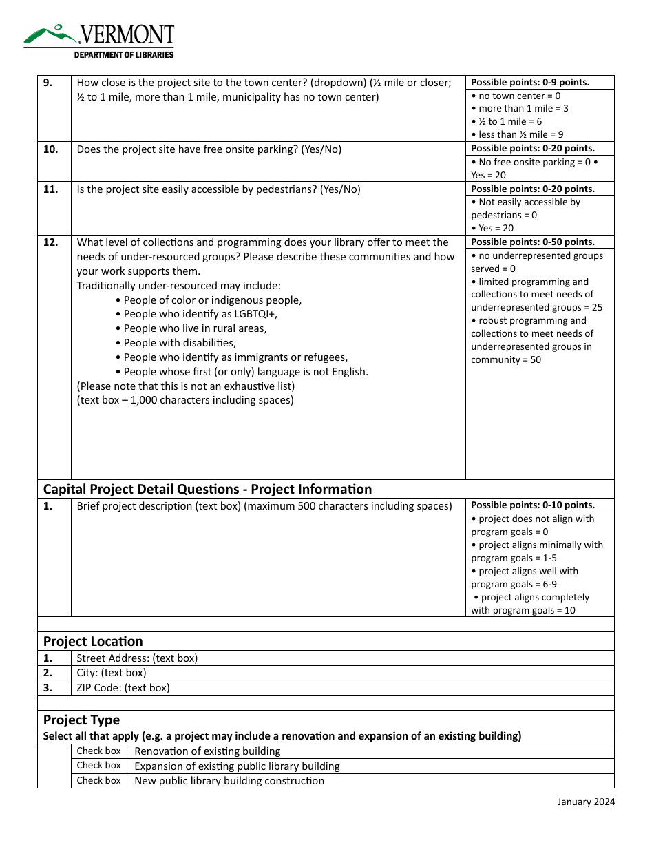Worksheet  Rubric - U.S. Treasury Capital Projects Fund for Libraries Application - Vermont, Page 5