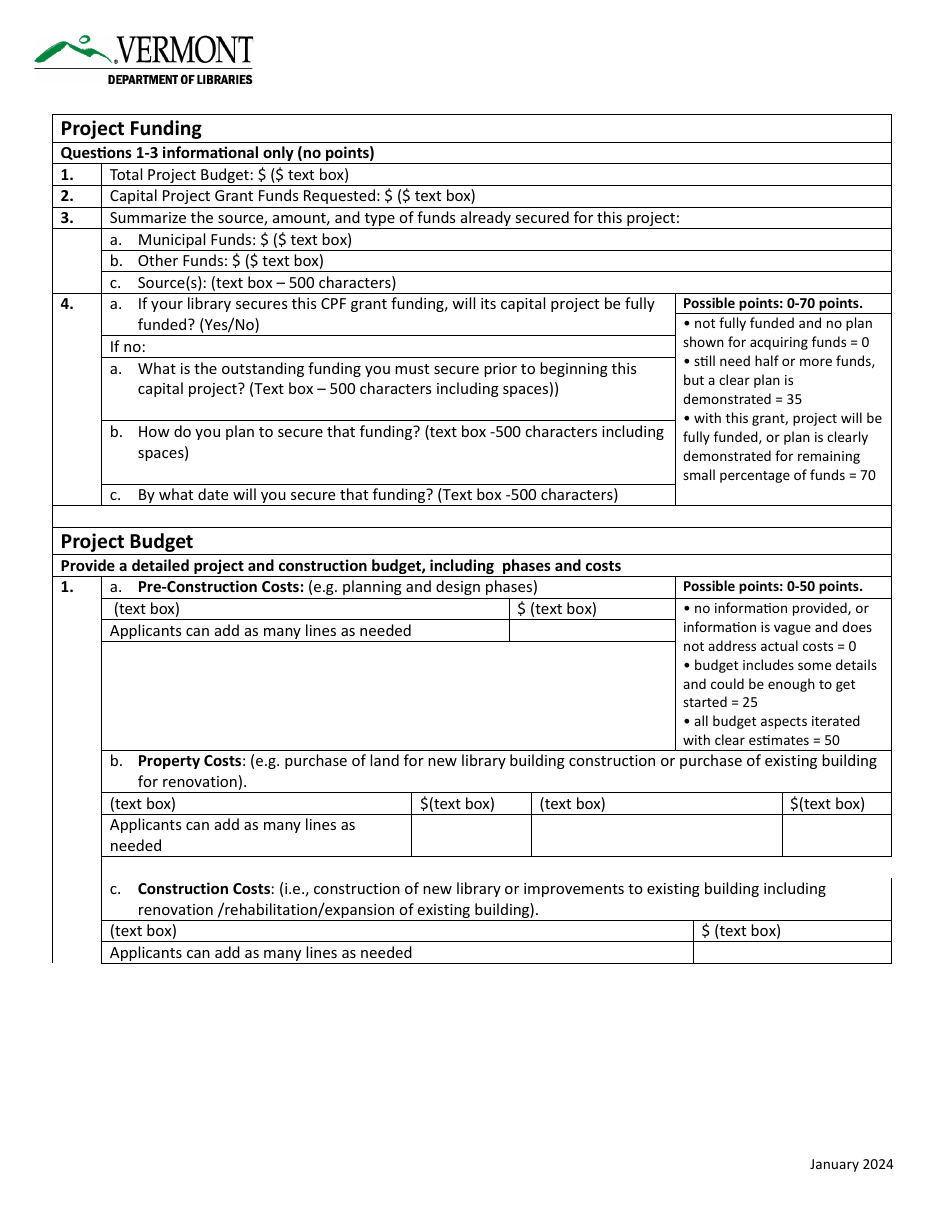 Worksheet  Rubric - U.S. Treasury Capital Projects Fund for Libraries Application - Vermont, Page 8
