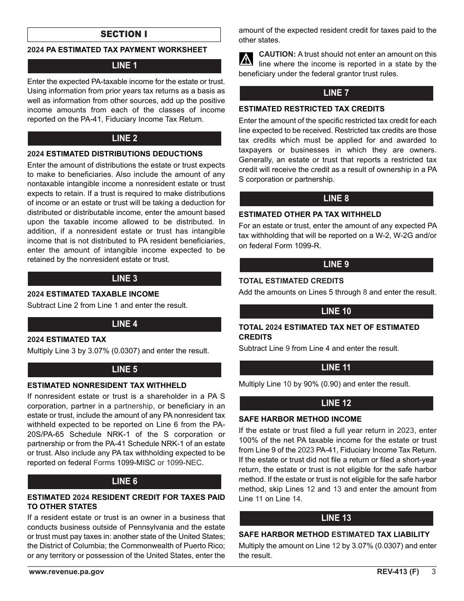 Instructions for Form REV-414 (F), PA-41 ES (F) - Pennsylvania, Page 3