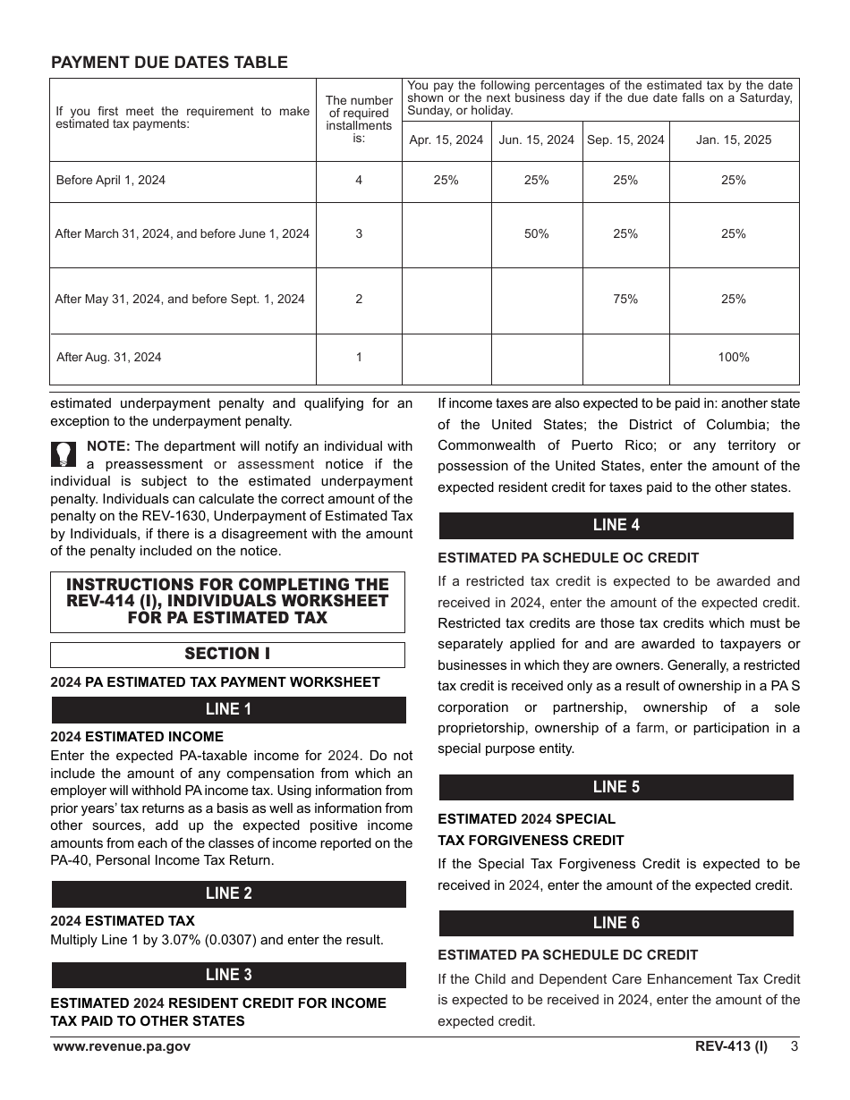 Instructions for Form REV-414 (I), PA-40 ES (I) #### - Pennsylvania, Page 3