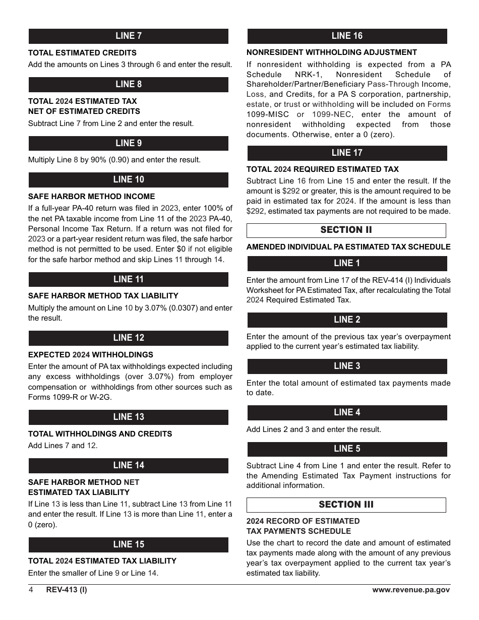 Instructions for Form REV-414 (I), PA-40 ES (I) #### - Pennsylvania, Page 4
