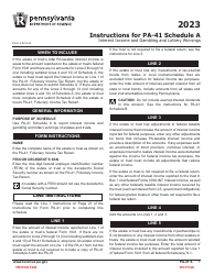 Form PA-41 Schedule A Interest Income and Gambling and Lottery Winnings - Pennsylvania, Page 3