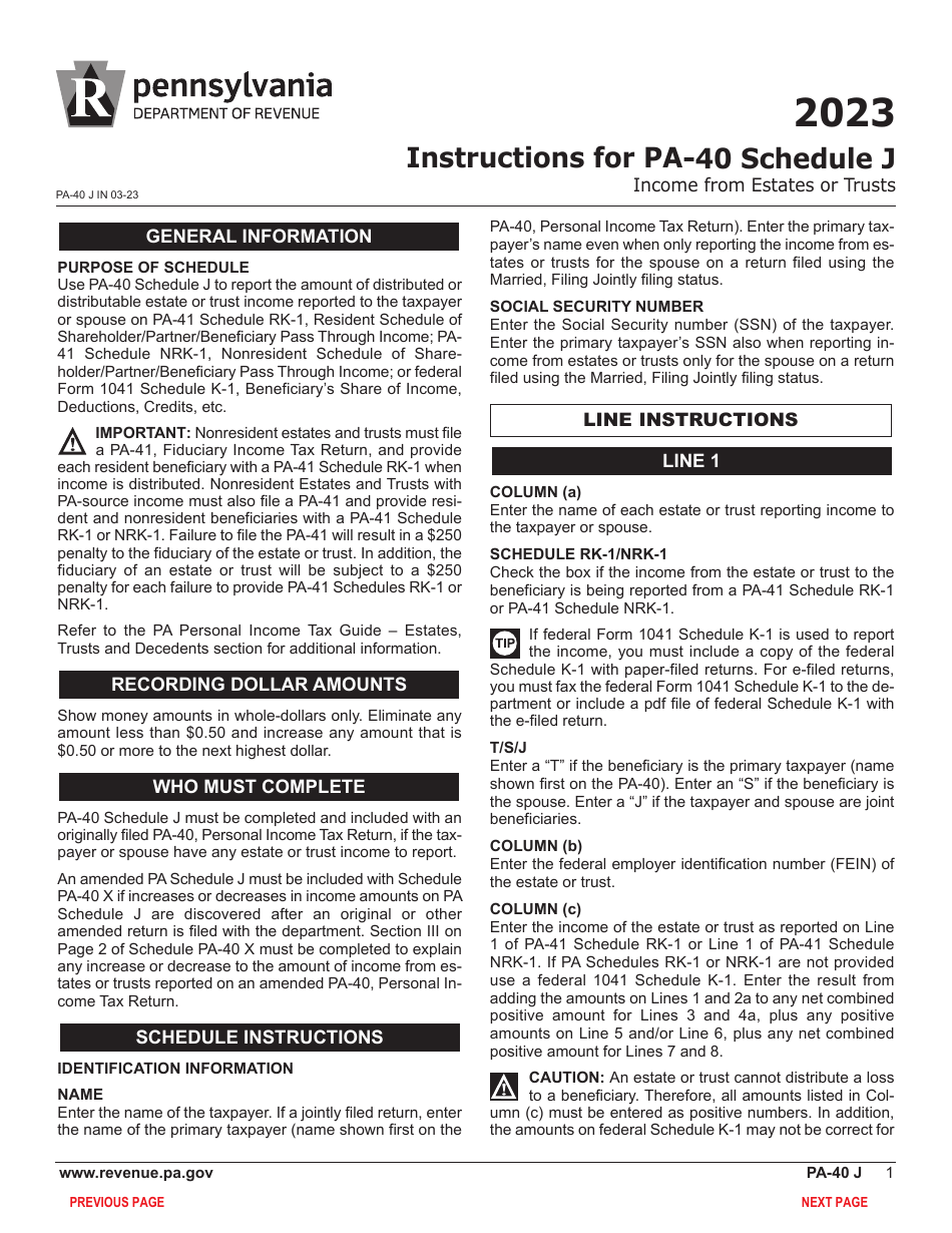 Form PA-40 Schedule J Income From Estates or Trusts - Pennsylvania, Page 3