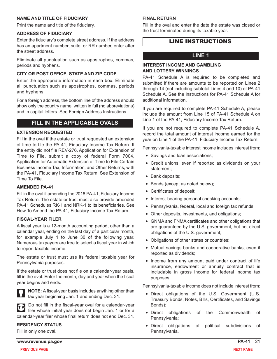 Form PA-41 Pennsylvania Fiduciary Income Tax Return - Pennsylvania, Page 23
