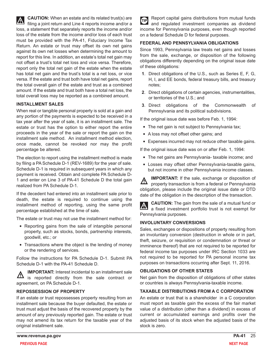 Form PA-41 Pennsylvania Fiduciary Income Tax Return - Pennsylvania, Page 27