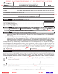 Document preview: Form PA-8453 Pennsylvania Individual Income Tax Declaration for Electronic Filing - Pennsylvania, 2023
