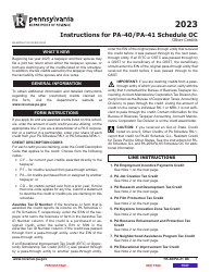 Form PA-40 (PA-41) Schedule OC Other Credits - Pennsylvania, Page 3