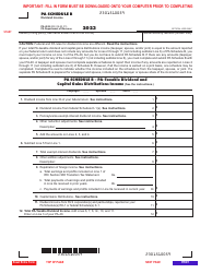 Document preview: Form PA-40 Schedule B Dividend Income - Pennsylvania, 2023