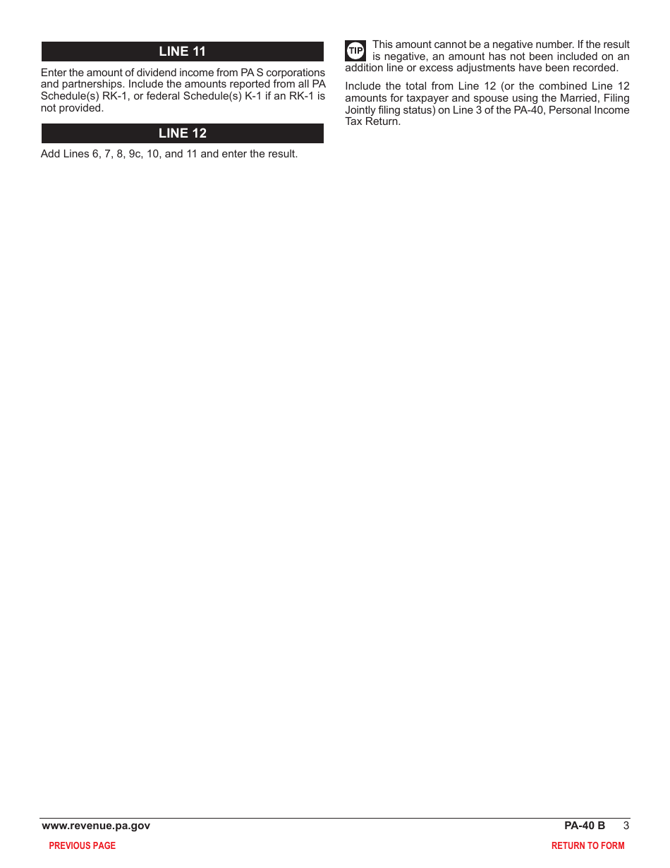 Form PA-40 Schedule B Dividend Income - Pennsylvania, Page 5