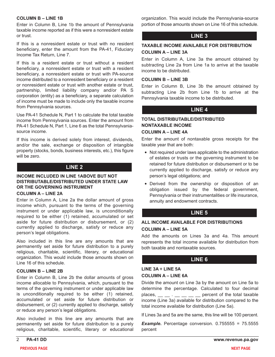 Form PA-41 Schedule DD Distribution Deductions - Pennsylvania, Page 4