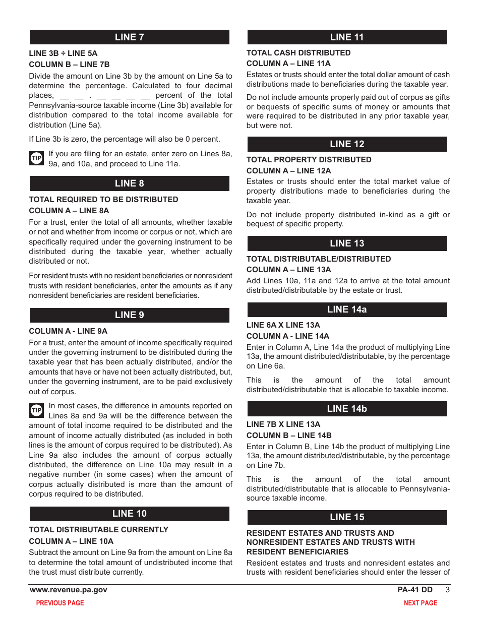 Form PA-41 Schedule DD Distribution Deductions - Pennsylvania, Page 5