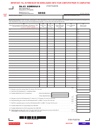 Document preview: Form PA-41 Schedule D Sale, Exchange or Disposition of Property - Pennsylvania, 2023