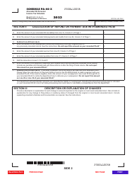 Form PA-40 Schedule PA-40 X Amended Pa Personal Income Tax Schedule - Pennsylvania, Page 2