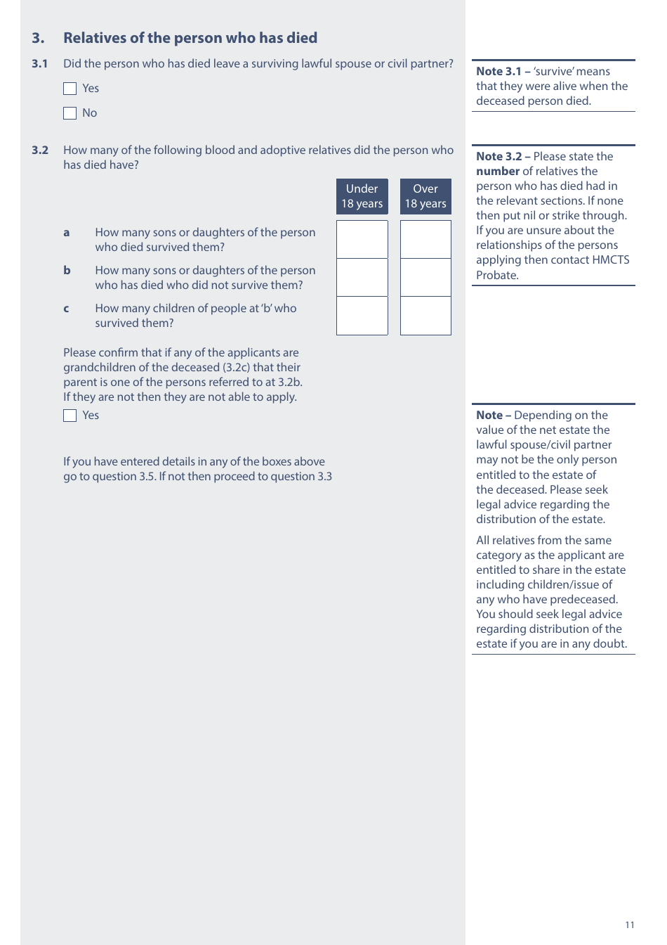 Form PA1A Probate Application - Without a Will - Probate Practitioners - United Kingdom, Page 11