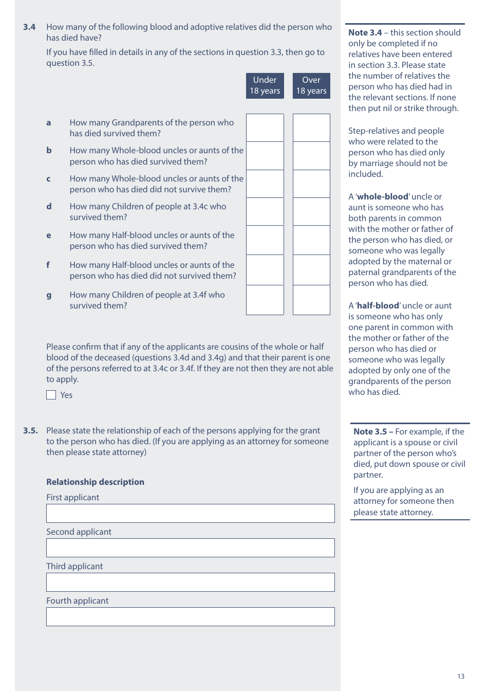 Form PA1A Probate Application - Without a Will - Probate Practitioners - United Kingdom, Page 13