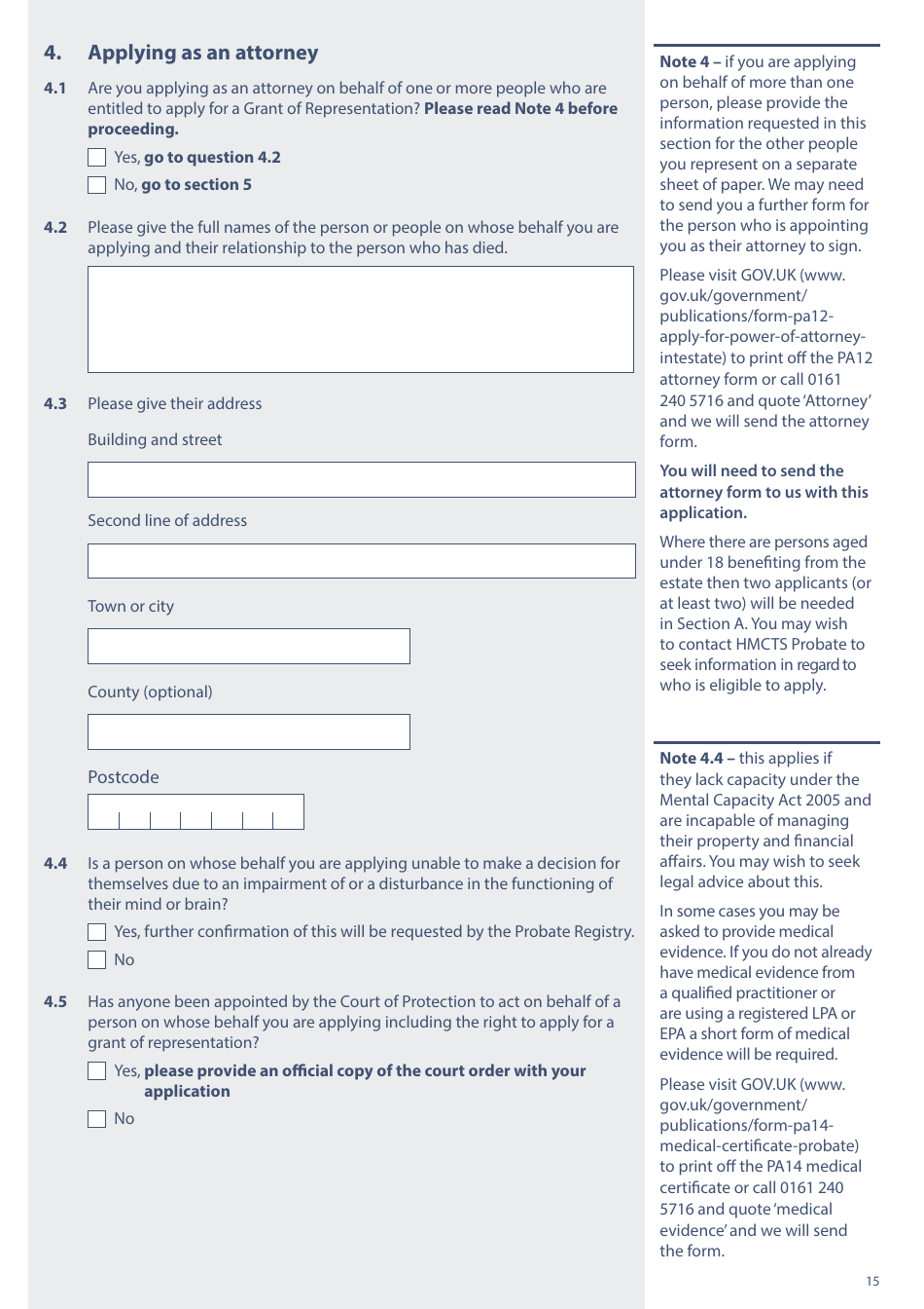 Form PA1A Probate Application - Without a Will - Probate Practitioners - United Kingdom, Page 15