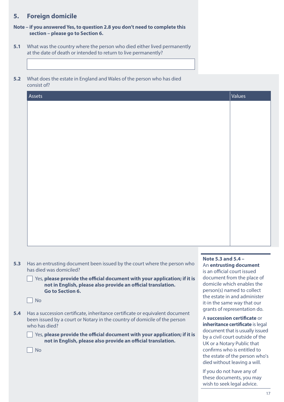 Form PA1A Probate Application - Without a Will - Probate Practitioners - United Kingdom, Page 17