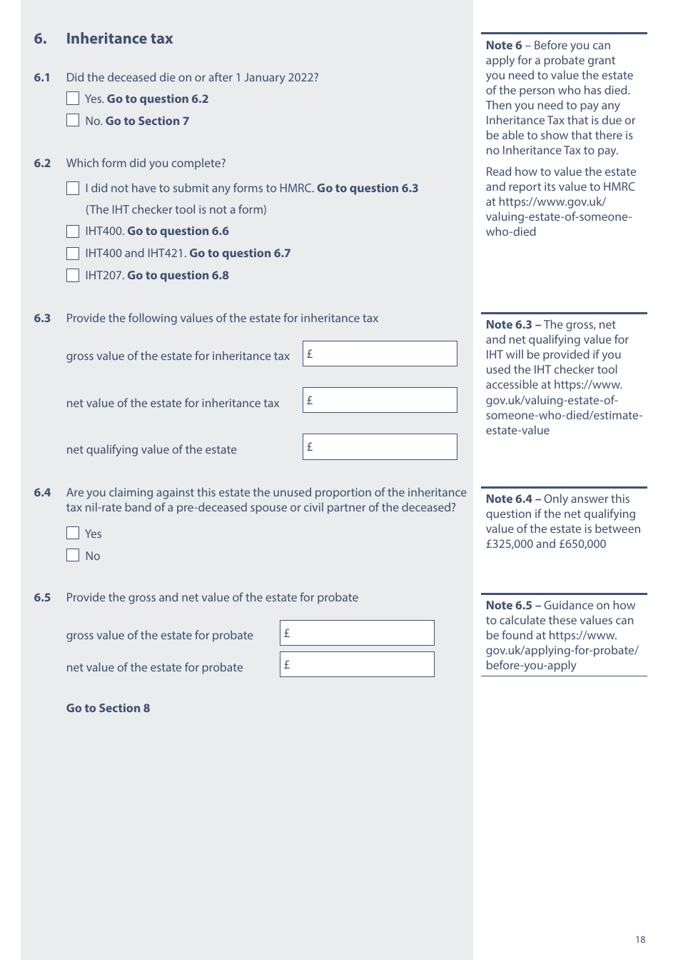 Form PA1A Probate Application - Without a Will - Probate Practitioners - United Kingdom, Page 18