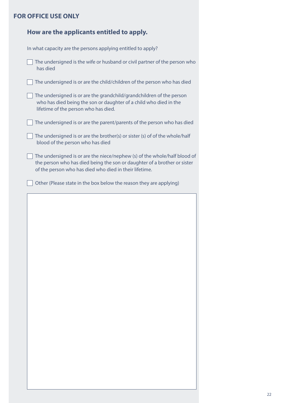 Form PA1A Probate Application - Without a Will - Probate Practitioners - United Kingdom, Page 22
