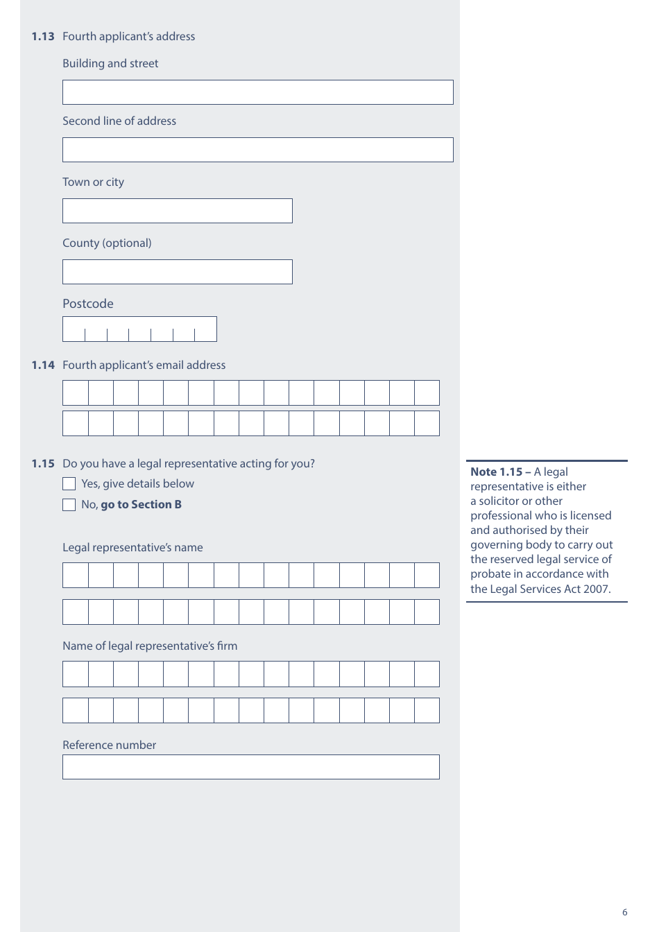 Form PA1A Probate Application - Without a Will - Probate Practitioners - United Kingdom, Page 6