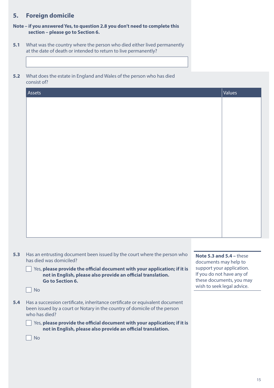 Form PA1A Probate Application - Without a Will - Citizen Applicants - United Kingdom, Page 15